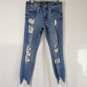 Express Mid Rise Distressed Ankle Leggings - Size 4P